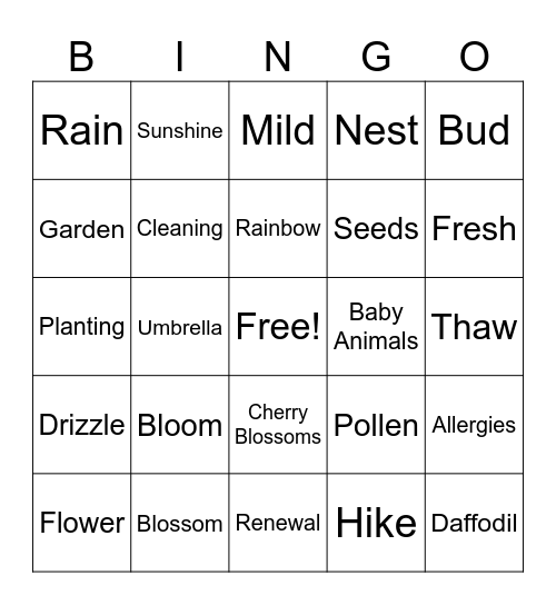 Spring Bingo Card