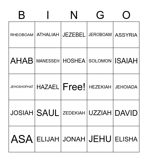 Divided Kingdom BINGO Card