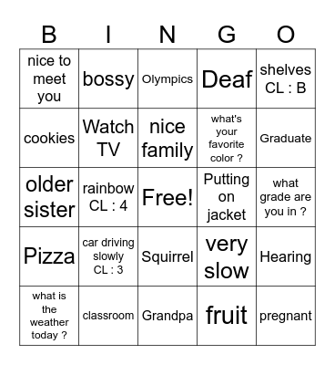 ASL BINGO Card