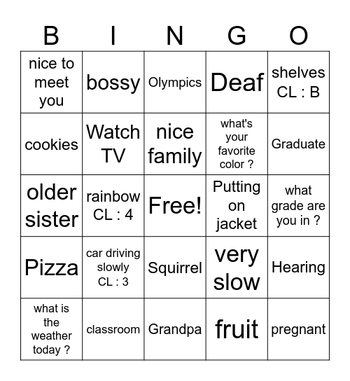 ASL BINGO Card