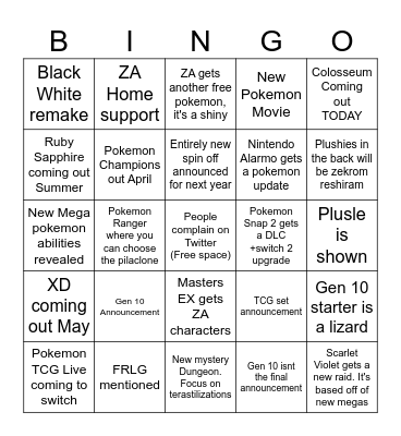 Pokemon Day 2026 Bingo Card