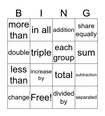 Math Enrichment Bingo Card