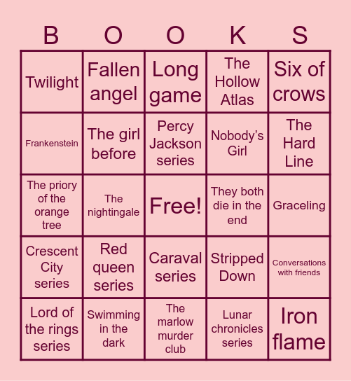 Yooa's book bingo Card