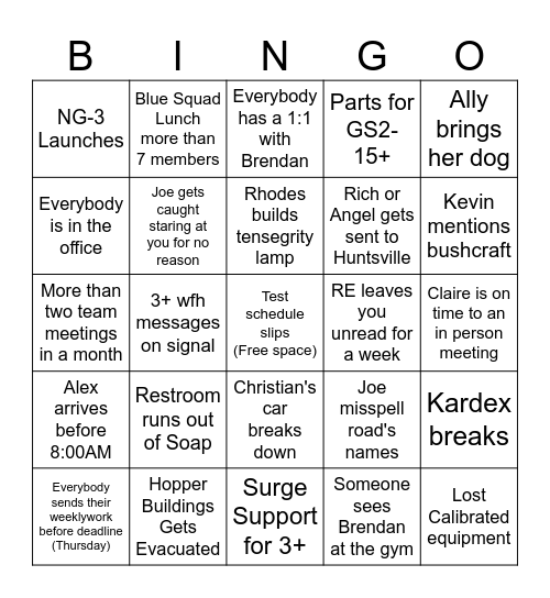 March Bingo Card