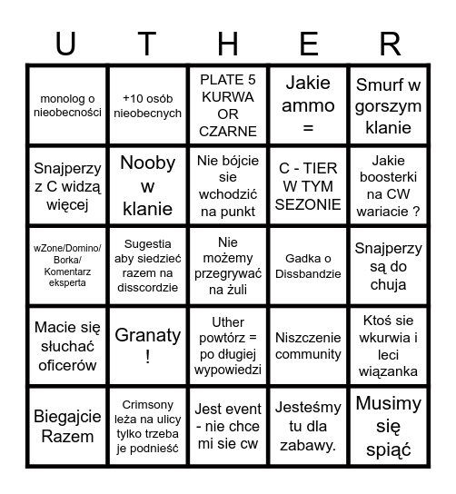 Bingo Zebraniowe Bingo Card