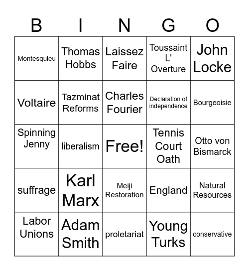 APW Unit 5 Bingo Card