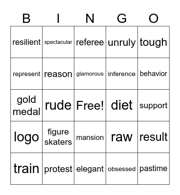 Foundations English 5-7 Sports Unit Review Bingo Card