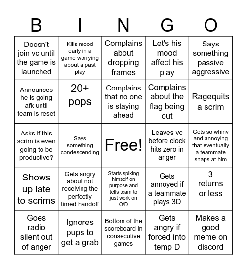 waterwheel teammate - bingo Card