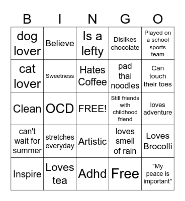 FUN FUN FUN ! Bingo Card