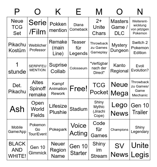 Pokemon Day Bingo Card