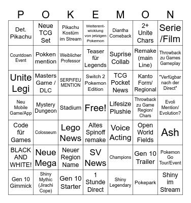 Pokemon Day Bingo Card