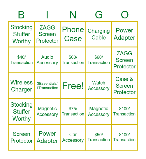 Accessorize Bingo Card