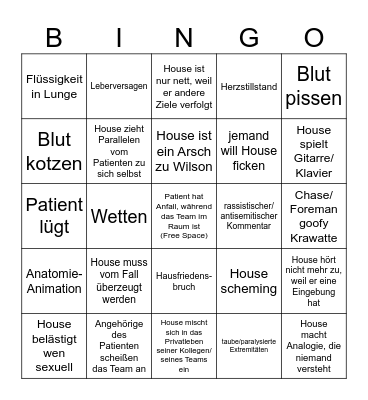 house m.d. Bingo Card