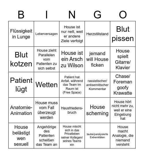 house m.d. Bingo Card