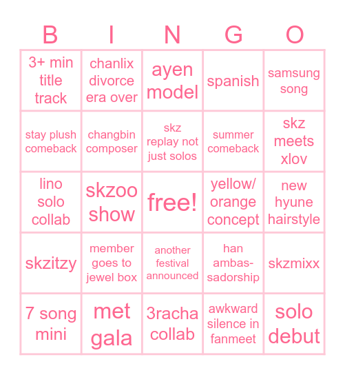 skz 2026 predictions Bingo Card