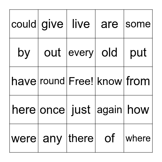 Trick Word Bingo #5 Bingo Card