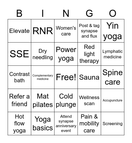 Synapse Anniversary Promo Bingo Card