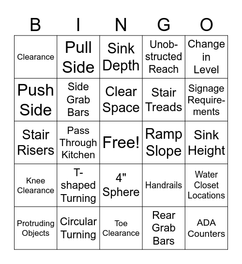 ADA BINGO Card