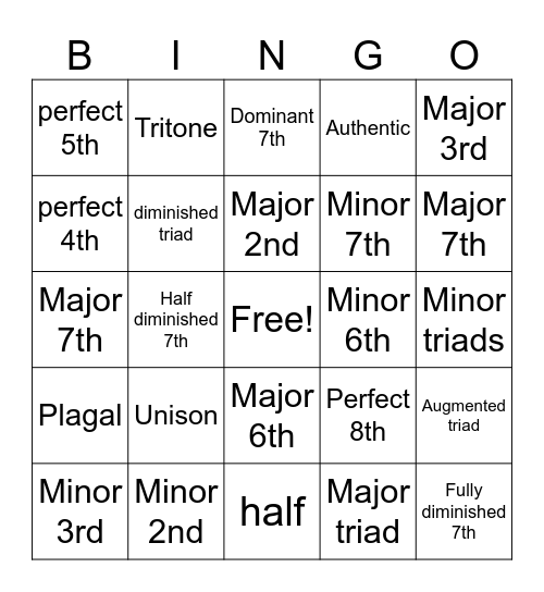 BASISDCAPMUSICTHEORY Bingo Card