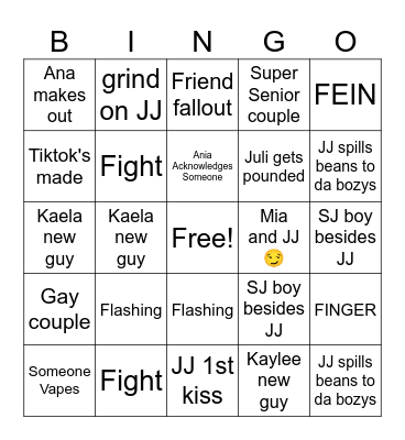 UC Hoco ‘24 Bingo Card