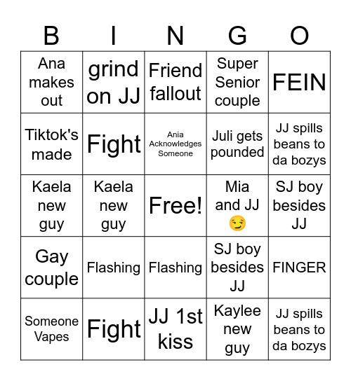 UC Hoco ‘24 Bingo Card