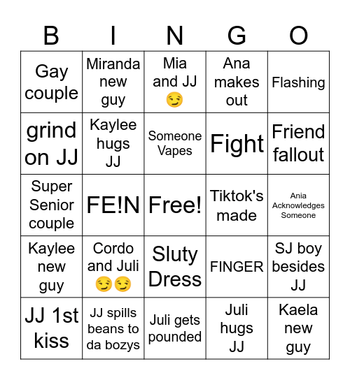 UC Hoco ‘24 Bingo Card