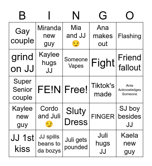 UC Hoco ‘24 Bingo Card