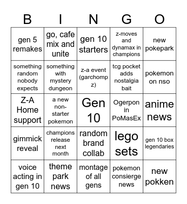Pokemon Day 2026 Bingo Card