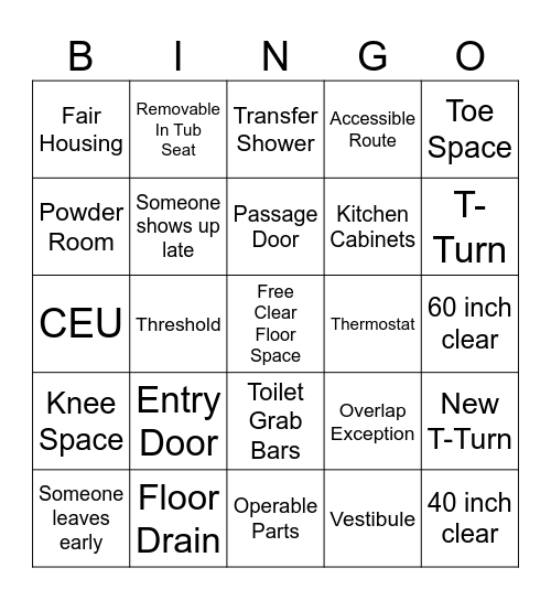 ACCESSIBILITY BINGO Card