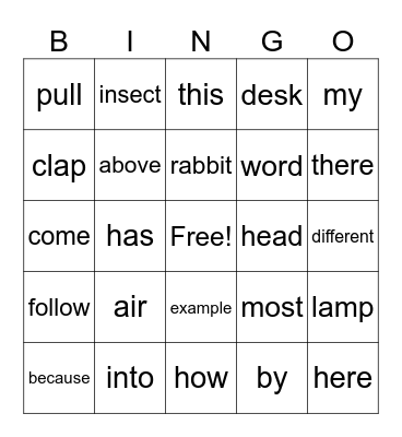 3rd Grade Bingo Card