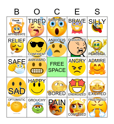 Emotions Bingo Card