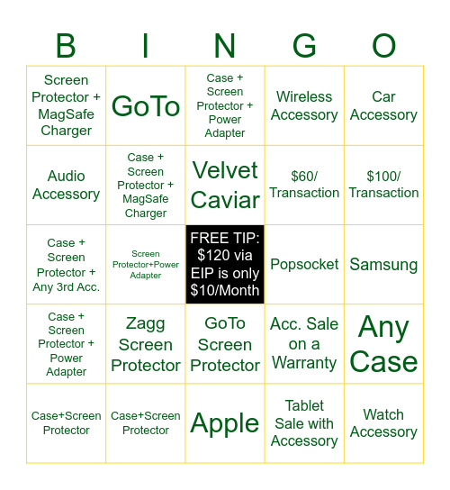 Target: $55 Accessories Per Phone Bingo Card