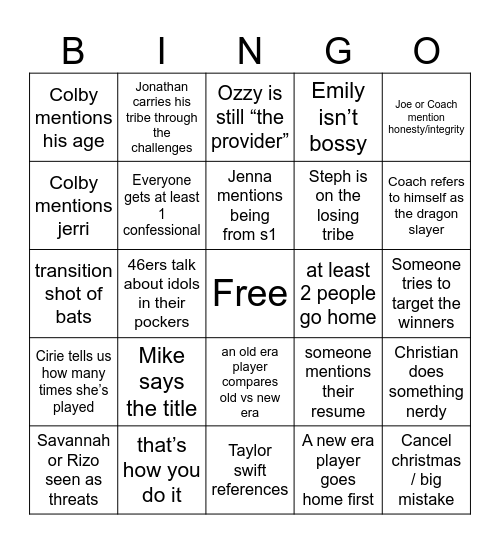 S50 Premiere!! Epic Party Bingo Card