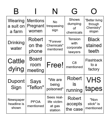 Dark Waters Bingo Card