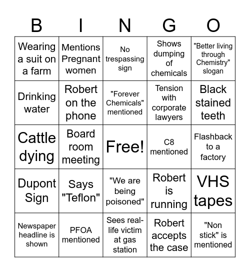 Dark Waters Bingo Card