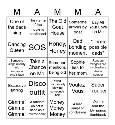 Mamma Mia Bingo Card
