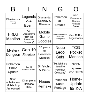 Pokemon Day Presents Bingo Card