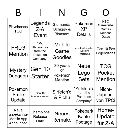 Pokemon Day Presents Bingo Card