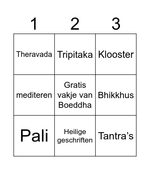 De Grote Boeddha-Bingo Card