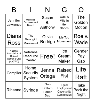 Women History Month Bingo Card