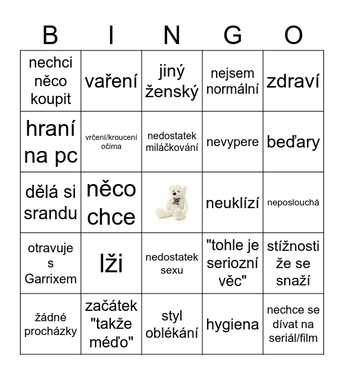 Méďovo bingo Card