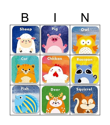 animal bingo Card