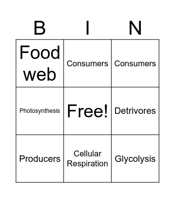 Vocabulary Science Bingo Card