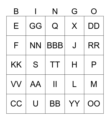 Test Bingo Card