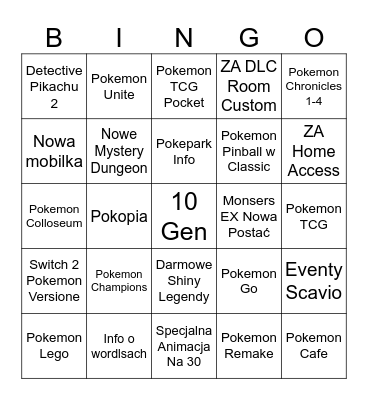 Pokemon Day Bingo Card