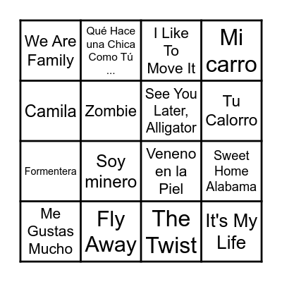 JCA BINGO MUSICAL FEBRER Bingo Card