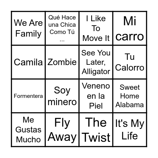 JCA BINGO MUSICAL FEBRER Bingo Card