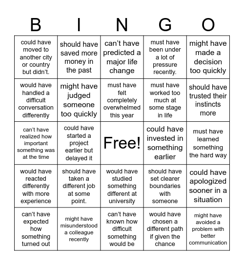 Human Bingo Card