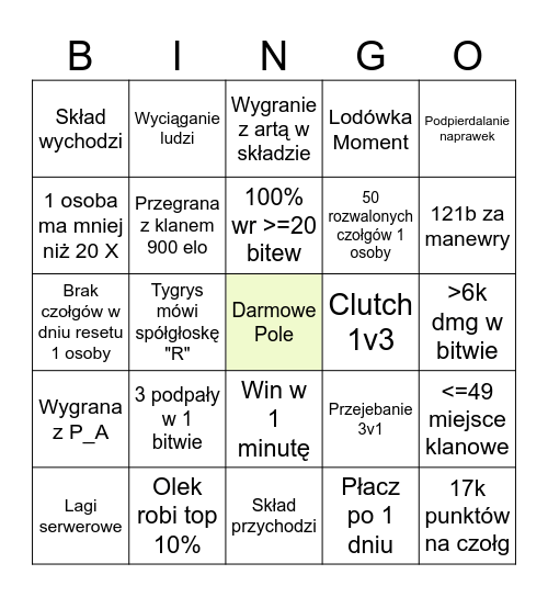 Manewry TR0UT wiosna 2026 Bingo Card
