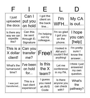 WMFS BINGO Card